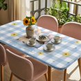 thumbnail image 3 of Easter Gnomes Table Cloths for 3 Foot Rectangle Tables, Watercolor Eggs Basket Daisy Spring Blue Plaid Patio Waterproof Elastic Fitted Tablecloths, Washable Rectangular Table Cover for Camping, 3 of 8