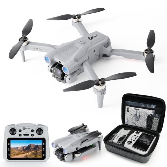 Contixo F21 Pro Mini Aerial Drone for Adults with Dual Camera & 4.3” Screen Remote, 30-Minute Flight Time, Gray