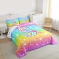 thumbnail image 3 of Homewish Cartoon Bowknot Monogrammed Queen Comforter Set, Initial S Letter Bedding Sets, Glitter Stars Rainbow Reversible Bedding Comforter Set, Microfiber Bedroom Decor, 3-Piece, 3 of 8