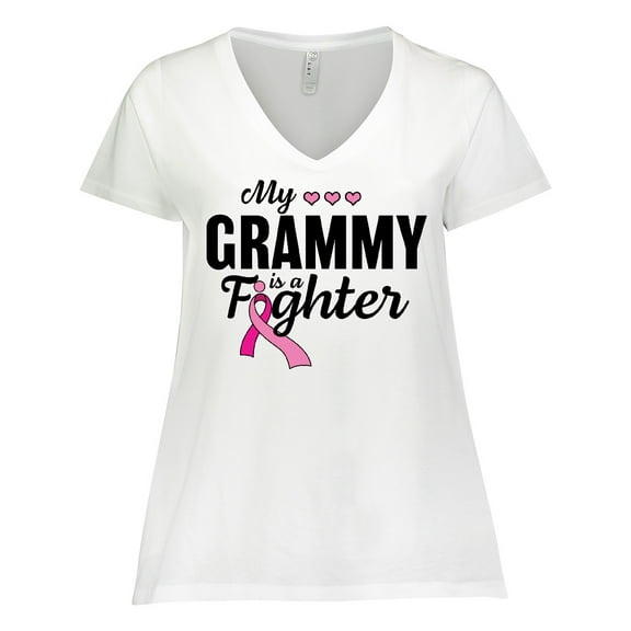 Inktastic Breast Cancer Awareness My Grammy is a Fighter Women's Plus Size V-Neck T-Shirt