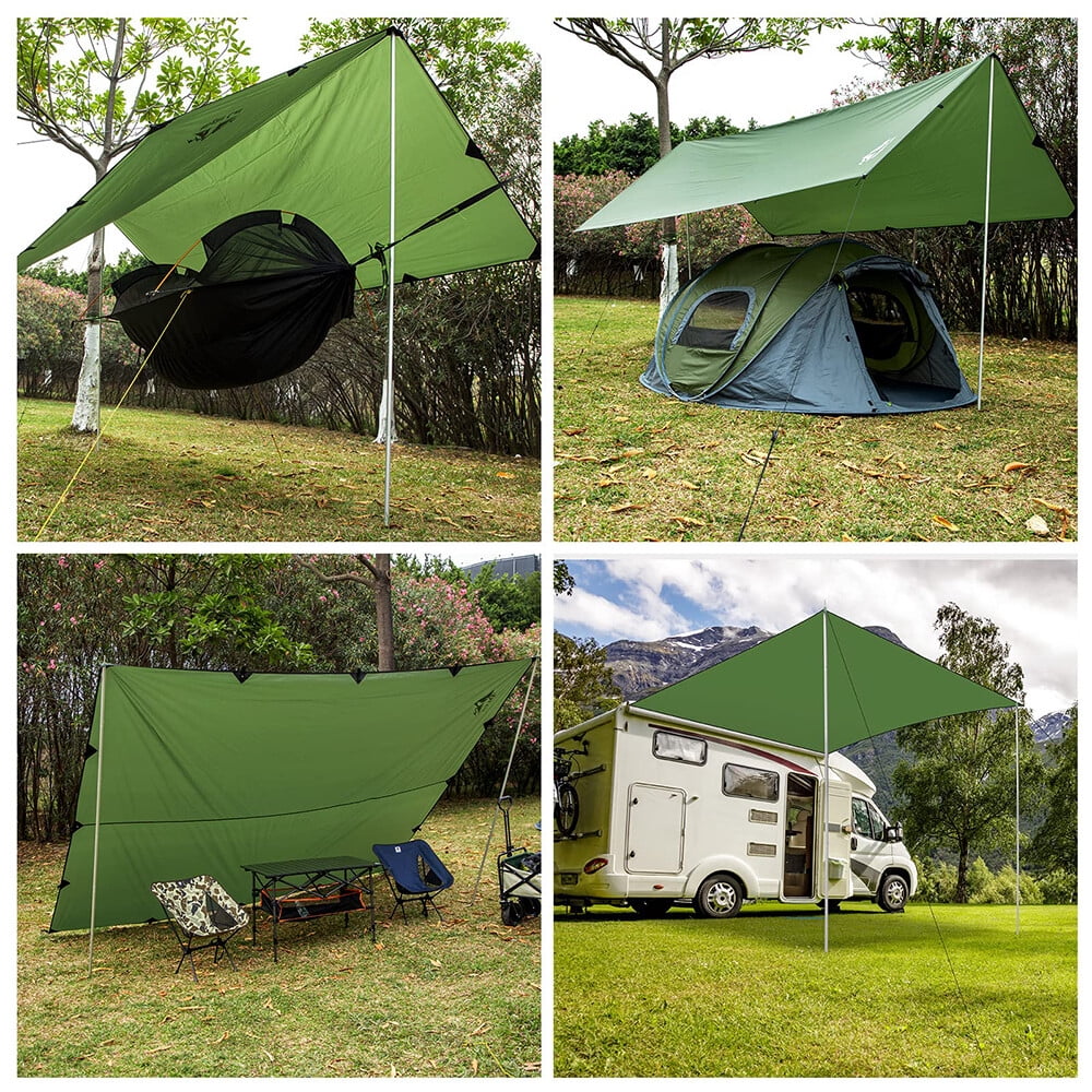 Waterproof Camping Tent Tarp Shelter Hammock Cover Lightweight Rain Fly Green 12x10ft