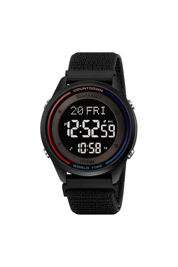 Digital Watch Watches for Men Black Sports Waterproof Men's Women's Wrist Watch with LED Backlight Black Band Stopwatch B