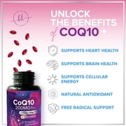 Coenzyme Q10 200mg per Serving Supplement - Ultra High Absorption, Antioxidant for Heart Health & Energy Production Support - CoQ10 (Ubiquinone) Co Q 10 Supplement & Vitamins 100mg Each, 120 Softgels