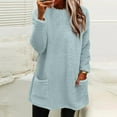 thumbnail image 2 of Womens Fuzzy Sherpa Fleece Sweaters Casual Crewneck Sweatshirt Pullover Casual Loose Cozy Winter Loungewear with Pockets, 2 of 6