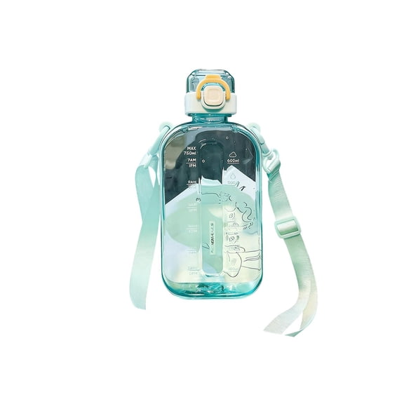 Flat Water Bottle Travel Flask Portable BPA Free Square Water Bottle Leakproof Large Water Bottles for Bag Travel Sports (24 oz)