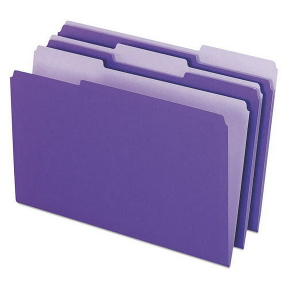 Interior File Folders, 1/3-Cut Tabs: Assorted, Legal Size, Violet, 100/Box | Bundle of 2 Boxes