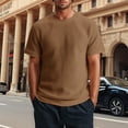 thumbnail image 2 of Men's Summer Short Sleeve Knitted T-Shirt Comfortable Round Neck Ribbed Design Casual Sports Holiday Top Mens Work Shirts Summer Basic Tee Shirts, 2 of 6
