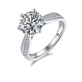 thumbnail image 2 of 3 Carat Round Cut Moissanite Engagement Ring,Double Row Simulated Diamond Band Ring In 925 Sterling Silver, 2 of 3