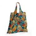 thumbnail image 2 of Sugar Skull Portable Fabric Shopping Bag, Skulls Diamond Shapes in Eyes Roses Bouquets Colorful Pattern Print, Versatile and Durable Grocery Tote with High Capacity, Multicolor, by Ambesonne, 2 of 4