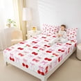 thumbnail image 3 of Erosebridal Pink Bowknot Bed Sheets For Girls,Red Kawaii Cherries King Sheets For Kids 4-Piece, 3 of 6