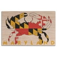 thumbnail image 1 of Maryland, Crab Flag (White with Yellow Text) Birch Wood Wall Sign (12x18 Rustic Home Decor, Ready to Hang Art), 1 of 4