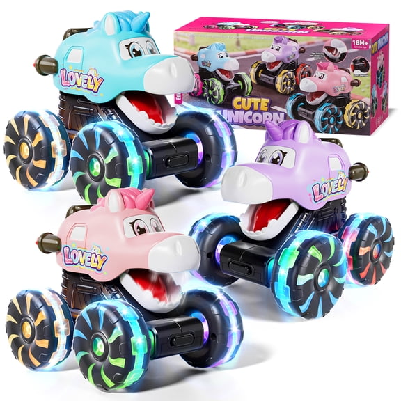 Toys for 1 2 3 Year Old Girls, Toy Cars for Toddlers, Press and Go Toy Cars, Unicorn Toys Cars with Cool Lightning Wheels, Monster Truck, Pull Back Cars Toys for 1 Year Old Birthday Gifts