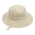 thumbnail image 4 of LIIPEE Girls Boys Sun Cap Solid Color Adjustable Strap Bucket Wide Brim Hat Protection Caps Baby Comfort School Hats,Beige,2-6 Years, 4 of 5
