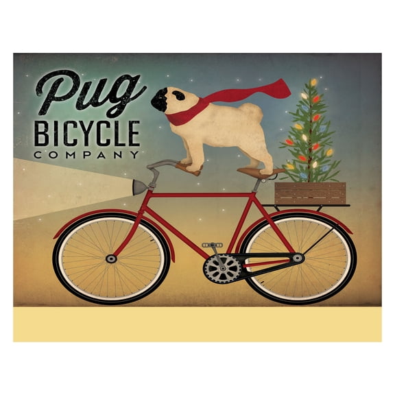 Popular Pug Bicycle Company Print by Ryan Fowler; One 14x11in Paper Poster Print