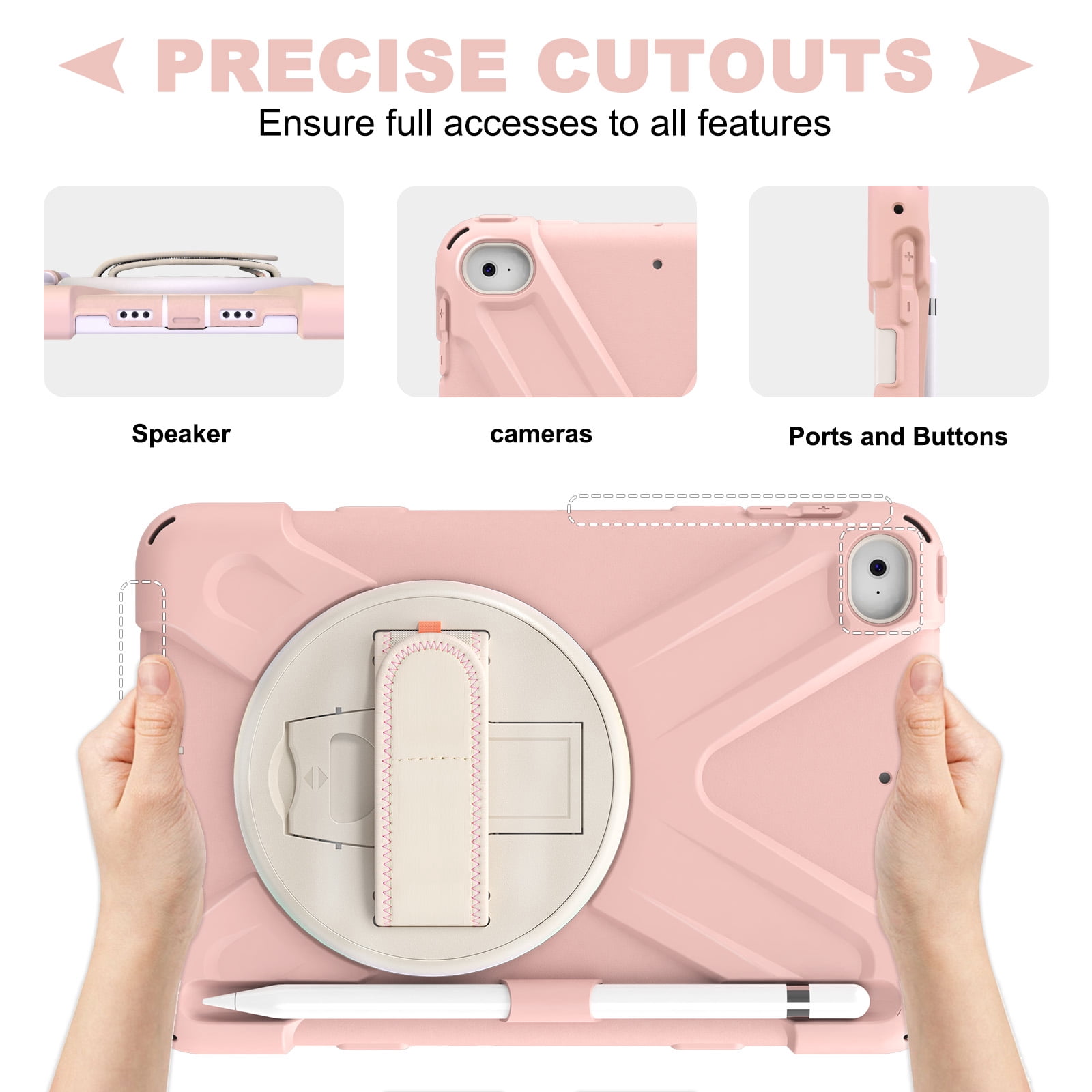 Allytech iPad Mini 5 Case Kids, iPad mini 4 Case with Screen Protector, Heavy Duty Protection Rugged Kids Friendly Shockproof Kickstand Pencil Holder Case Cover for Apple iPad mini 4/ mini 5,Pink