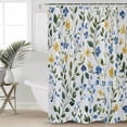 thumbnail image 2 of 72x78 Inch Shower Curtain Blue Yellow Floral Spring Bathroom Decor Waterproof Fabric Bathtub Bath Curtains Decorative Summer Pastoral Botanical Green Extra Long Shower Curtain Set with Hooks, 2 of 6