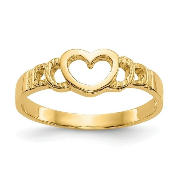 Auriga Fine Jewelry 10K Yellow Gold Heart Ring Size 3 Valentine's Day Gift for Women