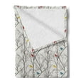 thumbnail image 2 of Birds Soft Flannel Fleece Blanket, Spriggy Forest Trees with Leaves and Flying Burgundy Blue and Mustard Swallow Birds, Cozy Plush for Indoor and Outdoor Use, 50" x 70", Multicolor, by Ambesonne, 2 of 5
