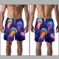thumbnail image 3 of luoweisi Men's Beach Shorts Quick Dry Swim Trunks with Mesh Lining Colorful Jellyfish M, 3 of 5