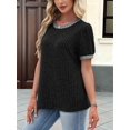 thumbnail image 5 of Women'S Textured Shirts Tops Short Cap Sleeve Shirts Loose Fit Summer Outfits Black XL, 5 of 9