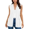 thumbnail image 3 of Summer Cardigans for Women with Pockets Sleeveless Dressy Casual Lightweight Casual Open Front Outerwear Vest (S, White), 3 of 8