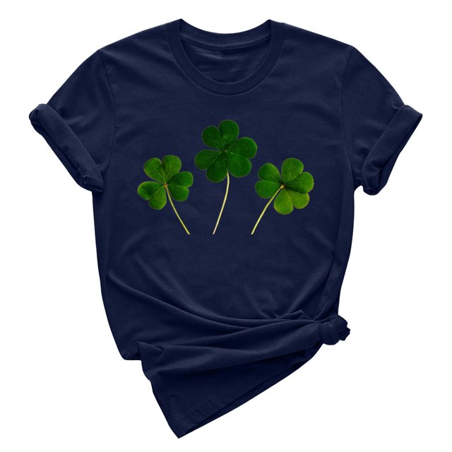 Besolor T-Shirts de Mode pour Femmes pour la Saint-Patrick T-Shirts Col Rond Trèfle T-Shirt Manches Courtes Basiques Hauts de Festival
