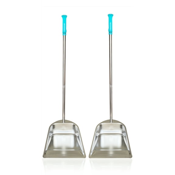 2-Pack Heavy Duty Stainless Steel Dustpan Stand Up Design for Home Lobby Shop Office