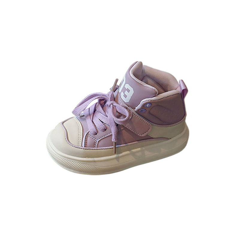 Tenmix Unisex Kids Walking Shoe Lace Up Comfort Skate Shoes Sport High Top Sneaker Running Casual Purple 2.5Y - Walmart.com