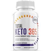 Total Keto 365 - Keto Supplement for Weight Loss - Energy & Focus Boosting Dietary Supplements for Weight Management & Metabolism - Advanced Fat Burn Raspberry Ketones Pills - 60 Capsules (1 Pack)