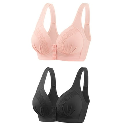 Itsame 2 Pack Everyday Casual Bra Set Womens Full Support Bra Tie Back Wireless Comfort Bralette Black Size 2XL