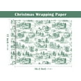 thumbnail image 3 of Toile Vintage Christmas Wrapping Paper - Mini Roll - 17 Inch x 16.5 Feet - Santa Toile de Jouy Green Christmas Wrapping Paper for Xmas Holiday, Party Celebration, 3 of 7