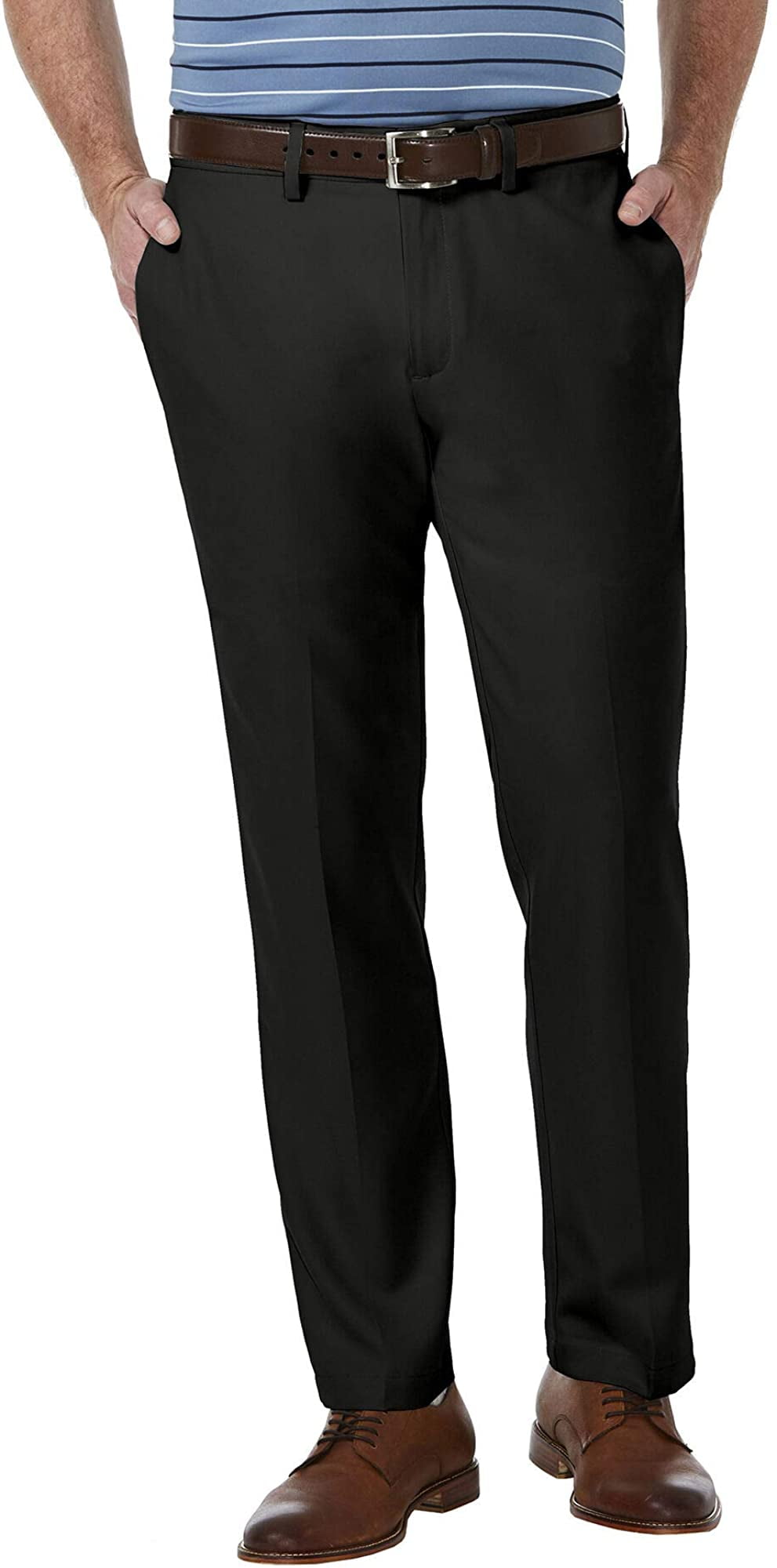 Haggar Cool 18 PRO Stretch Solid Oxford Pantaloncini Piatto Frontale Casual, Blu, 48 Uomo