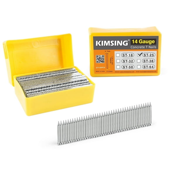 KIMSING ST25 14 Gauge Galvanized Concrete T Nails, 1'' (25MM), 800 PCS