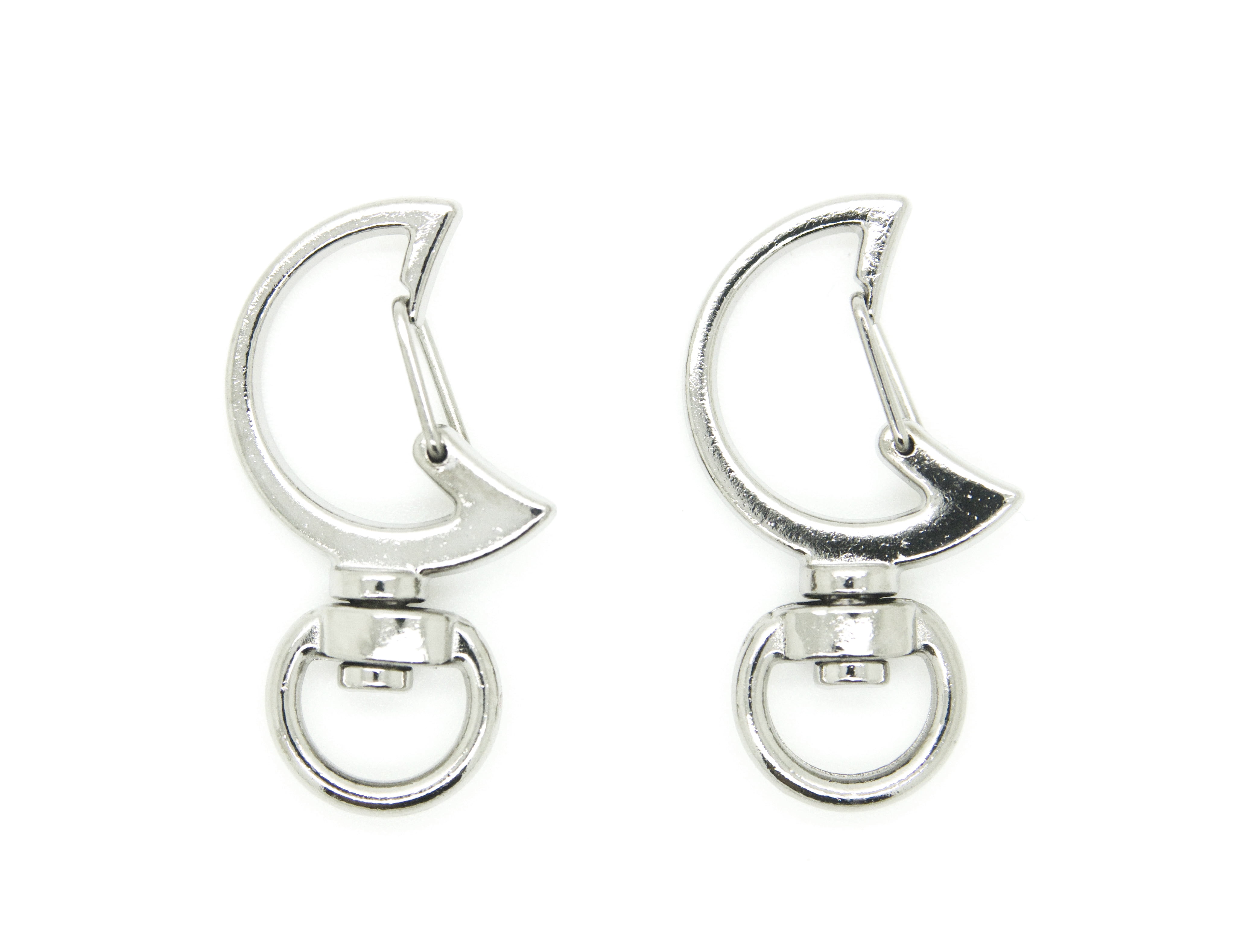 Pack of 100 Metal Moon Shaped Spring Snap Keychain Clip Hanging Buckle Key Ring DIY Craft Key Chains Accessories
