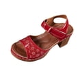 thumbnail image 1 of Sandals for Women, Fish Mouth Design with Hook-and-Loop Ankle Strap, Thick Block Heel, Faux Leather Upper, Cushioned Insole, Breathable Open-Toe, 1 of 8