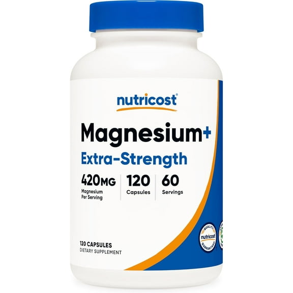 Nutricost Magnesium  Extra Strength 420mg, 120 Capsules - 60 Servings. Magnesium Glycinate, Oxide - Non-GMO, Gluten Free, Vegan Friendly