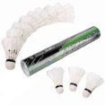 thumbnail image 4 of Paquete de 12 volantes de bádminton con plumas de ganso blancas, ideales para entrenamiento deportivo, 4 of 4