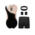 thumbnail image 2 of Haitryli Kids Workout Clothing Sets Tumbling Gymnastic Outfits Tank Ballet Unitard Clothes with Shorts B Black 8, 2 of 7