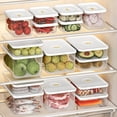 thumbnail image 4 of Clear 950ML Fridge Stores Crisper Fresh Food Fruit Container Plastic Microwavable Bento Box Refrigerator Organizer Freezer Box, 4 of 8