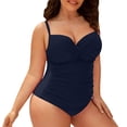 thumbnail image 2 of Roncen Women's Plus Size One Piece Swimsuits Tummy Control Bathing Suits for Women Criss Cross Ruched Push Up Vintage Retro Swimwear, 2 of 5