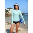 thumbnail image 3 of Asoul Women's Zipper Rash Guard Long Sleeve Side Ruched Swim Shirt Sun Protection Swimsuit Tops, 3 of 9