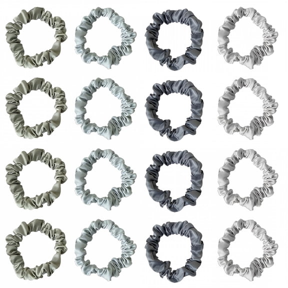 VANIDO 16 Pieces Satin Hair Scrunchies Silk Elastic Hair Bands Skinny Hair Ties Ropes Ponytail Holder for Women Girls Hair Accessories Decorations (Solid)