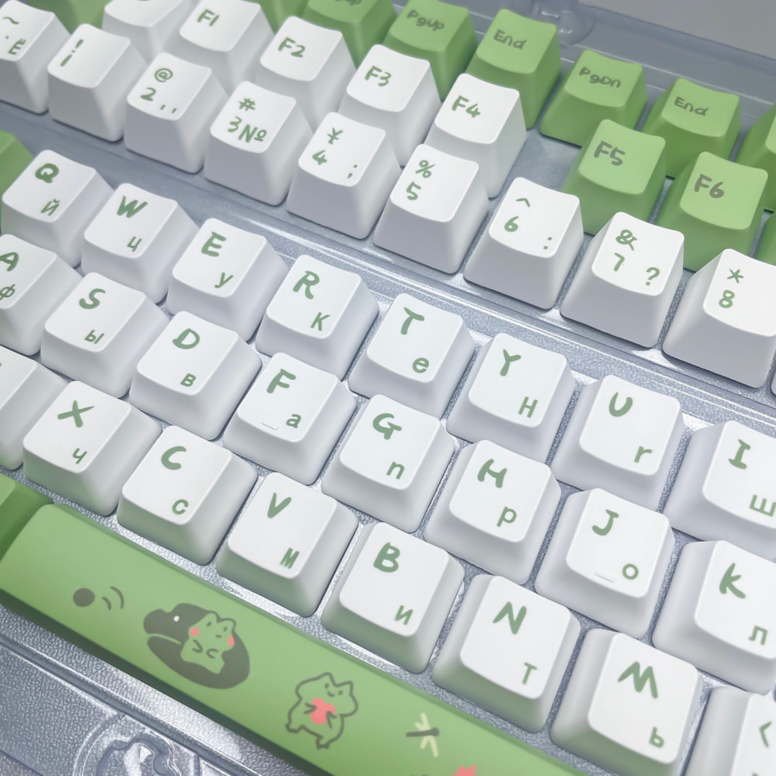 Frogs Pattern Russian Keycaps for Switches Mechanical Keyboard ,OEM Height for Typists and Gamers