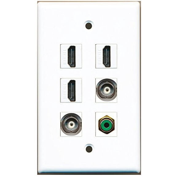 RiteAV - 3 HDMI 1 Port RCA Green 2 Port BNC Wall Plate