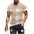 thumbnail image 2 of ylioge T-shirt à Manches Courtes Col Rond Imprimé à Carreaux pour Hommes, 2 of 5