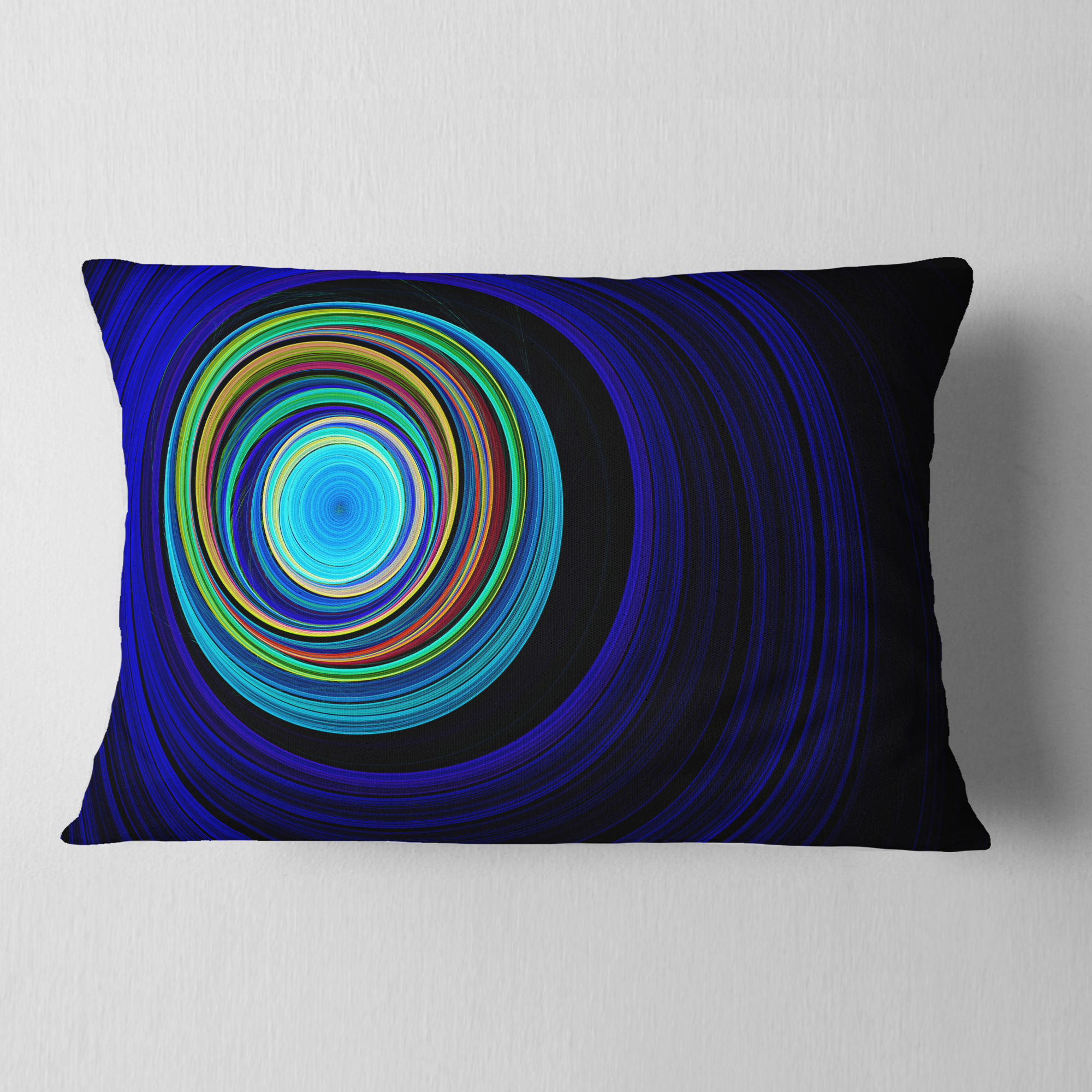 Designart Endless Tunnel Blue Ripples - Abstract Throw Pillow - 12x20