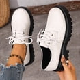 thumbnail image 2 of Mocassins Noirs pour Femmes, Richelieus à Lacets avec Semelle Craquelée, Mocassins Décontractés pour Femmes à Bout Rond Style Sabot, 2 of 9
