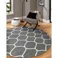 thumbnail image 7 of Unique Loom Trellis Frieze Collection Area Rug - Rounded (7' Round Dark Gray/Ivory), 7 of 7