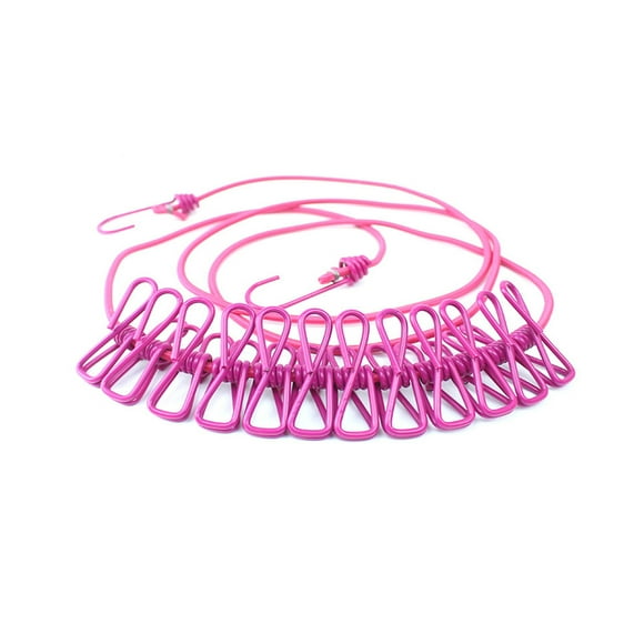 Hangers with Clips,Portable Windproof Elastic Travel Clothesline with Strong Metal Hooks for Camping RV Hotel,Stretches to 340cm Non-Slip Design