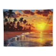 thumbnail image 5 of Fenyluxe  Palm Trees Beach Sunset Tapestry, Jamaica Beach Palm Tree Sunset Wall Hanging Large Tapestry Psychedelic Tapestry Decorations Bedroom Living Room Dorm 40x30inch, 5 of 6
